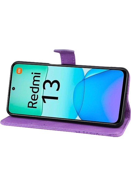 Xiaomi Redmi Için Flip Case 13 4g Büyük Kelebek ile Elmas Deri ile (Yurt Dışından)