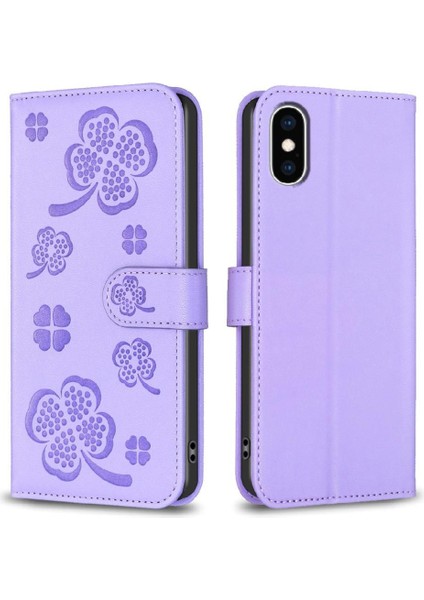 IPhone x Için Flip Case/xs Yonca Çiçek Kart Yuvaları Tutucu Kickstand Pu (Yurt Dışından)