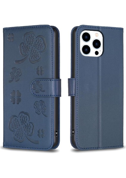 IPhone 14 Için Flip Case Pro Yonca Çiçek Cüzdan Çok Renkli Kart Yuvaları Pu (Yurt Dışından)