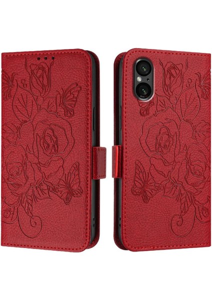 Kredi Kartı Yuvası Manyetik Cüzdan Pu Deri ile Sony Xperia 5 V Için Kılıf (Yurt Dışından)