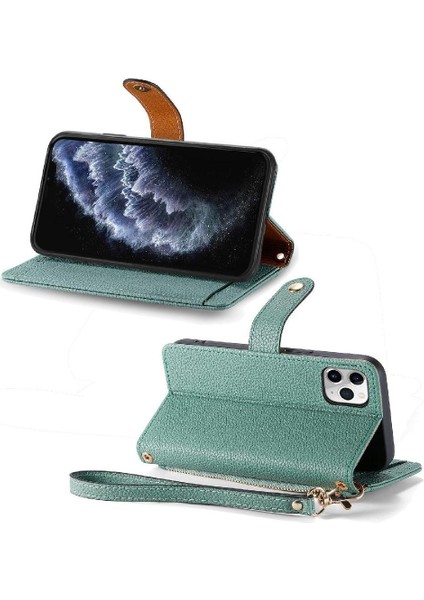 IPhone 11 Için Kılıf Pro Max Kordon Fermuar Cüzdan Aşk Deri Kılıf (Yurt Dışından)