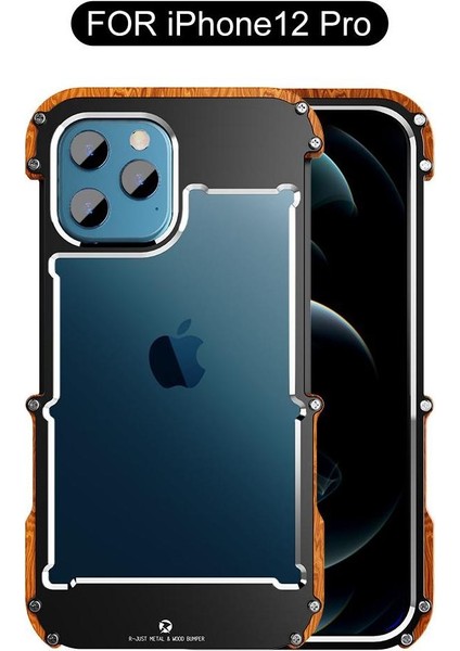 IPhone 12/iphone 12 Pro Için Kılıf, Damla Koruma Alüminyum Metal Ahşap Çerçeve (Yurt Dışından)