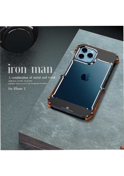 IPhone 12/iphone 12 Pro Için Kılıf, Damla Koruma Alüminyum Metal Ahşap Çerçeve (Yurt Dışından)