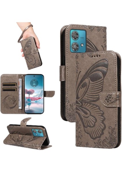 Motorola Kenar 40 Neo 5g Için Flip Case Kabartmalı Kelebek ile Yüksek Kalite (Yurt Dışından)