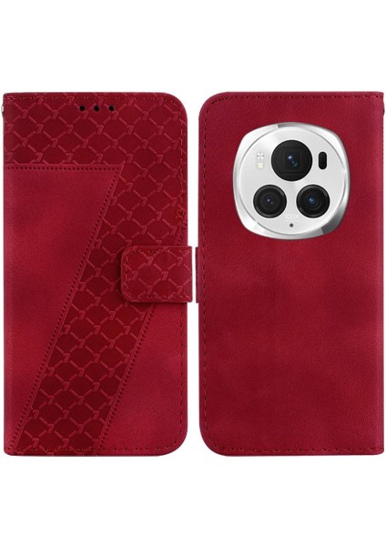 Onur Magic6 Pro Pu Deri Kart Yuvası Fonksiyonu Için Telefon Kılıfı Kabartmalı (Yurt Dışından)