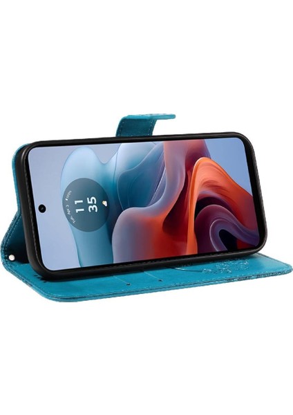Motorola Moto G34 Yüksek Kaliteli Deri Kabartmalı Kelebek Için Flip Case (Yurt Dışından)