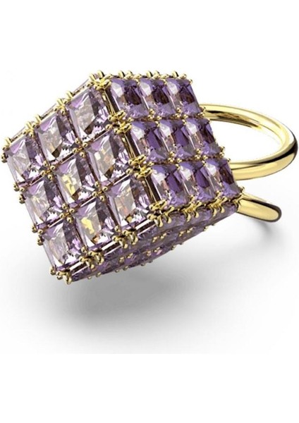 5633644 Swarovski Yüzük Curiosa : Coctail Ring Square Purple Gold Tone Plated 58