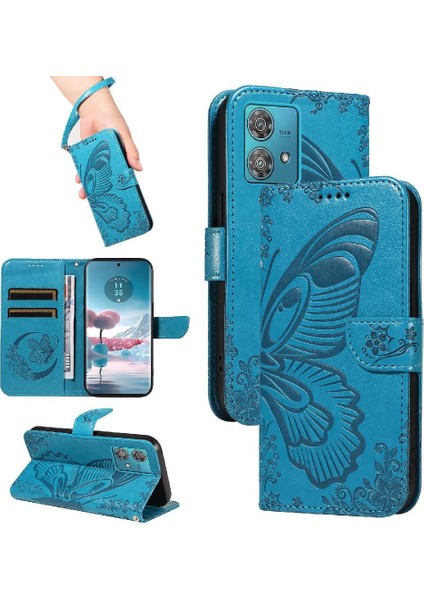 Motorola Kenar 40 Neo 5g Için Flip Case Kabartmalı Kelebek ile Yüksek Kalite (Yurt Dışından)