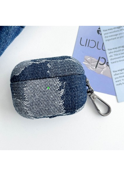 Apple Pro Ekleme Denim Bluetooth Kulaklık Kapağı Metal Kancalı Koruyucu Kılıf-Stil D (Yurt Dışından)