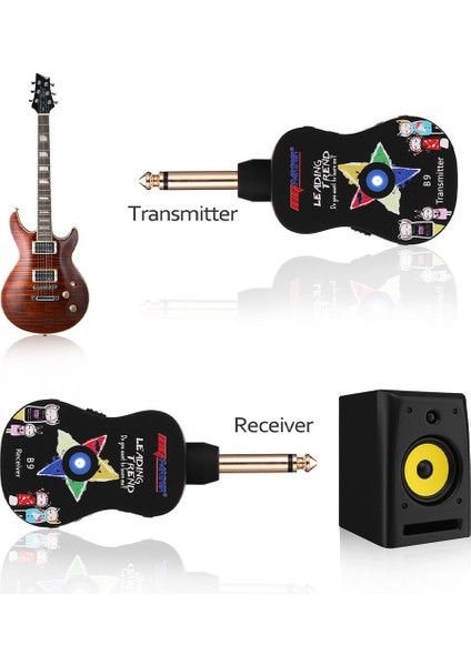 Siyah Stil Elektro Gitar Bas Keman Için Uhf B9 Kablosuz Gitar Verici Alıcı Sistemi Şarj Edilebilir Echo Bluetooth ile (Yurt Dışından) fiyatları
