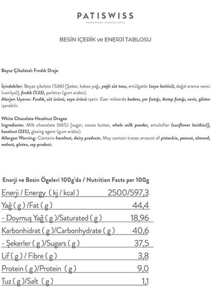 Beyaz Çikolatalı Fındık Draje 80g