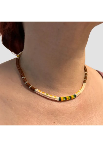 Herringbon Tekniği ile Yapılmış Kum Boncuk Kolye 21CM - Çok Renkli