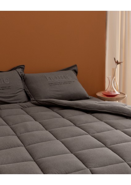 Bobigny Tek Kişilik Pamuklu Supersoft Comfort Set - Antrasit