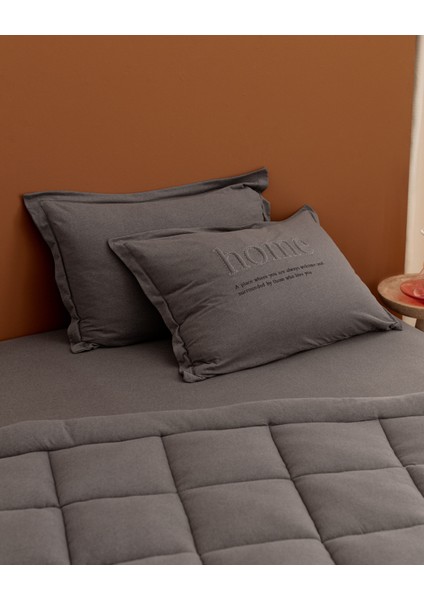 Bobigny Tek Kişilik Pamuklu Supersoft Comfort Set - Antrasit