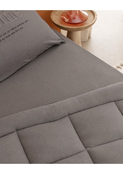 Bobigny Tek Kişilik Pamuklu Supersoft Comfort Set - Antrasit