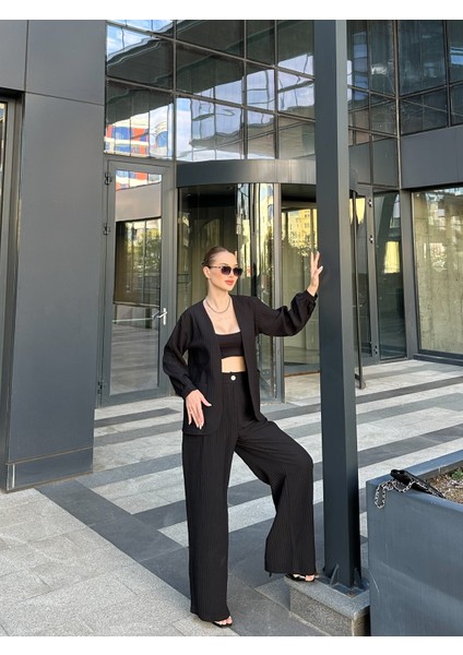 Kadın Pamela Kumaş Vatkalı Cepli Kimono Pantolon Takım fiyatları