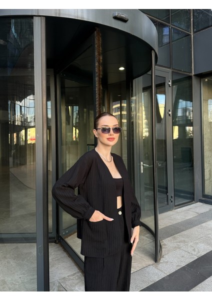 Kadın Pamela Kumaş Vatkalı Cepli Kimono Pantolon Takım modelleri