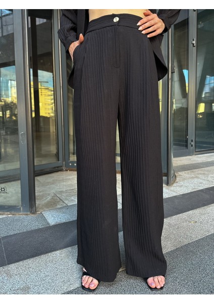 Kadın Pamela Kumaş Vatkalı Cepli Kimono Pantolon Takım indirimleri