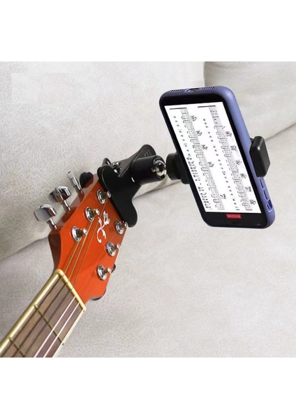 Siyah Stil Akıllı Telefon Canlı Yayın Kamera Tutucu Standı Gitar Başlıklı Klipler 360 Derece Döner Gitar Tutucu Bas Ukulele Başlık Montajı (Yurt Dışından) fırsatları