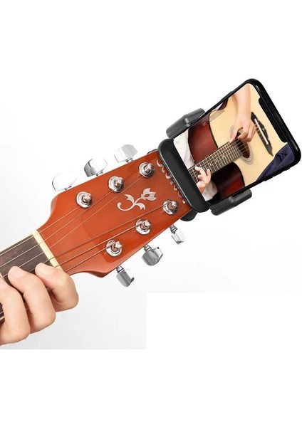 Siyah Stil Akıllı Telefon Canlı Yayın Kamera Tutucu Standı Gitar Başlıklı Klipler 360 Derece Döner Gitar Tutucu Bas Ukulele Başlık Montajı (Yurt Dışından) indirimleri