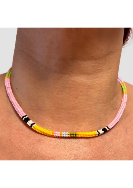 Herringbon Tekniği ile Yapılmış Kum Boncuk Kolye 20CM - Çok Renkli fiyatları