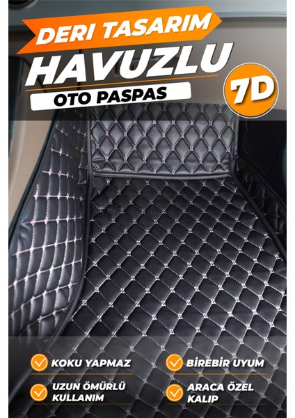 Fiat Doblo (2003-2012) Birebir Uyumlu Araca Özel Dikim 7d Deri Paspas