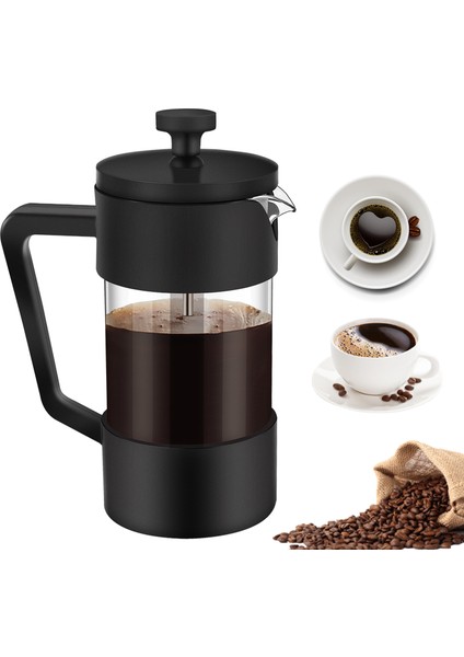 French Press Kahve ve Çay Makinesi 12OZ, Kalınlaştırılmış Borosilikat Cam Paslanmaz ve Bulaşık Makinesinde Yıkanabilir, Siyah (Yurt Dışından)