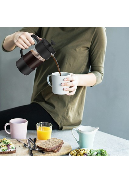 French Press Kahve ve Çay Makinesi 12OZ, Kalınlaştırılmış Borosilikat Cam Paslanmaz ve Bulaşık Makinesinde Yıkanabilir, Siyah (Yurt Dışından)