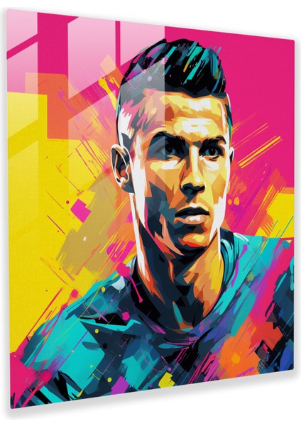 Cam Baskı - Pop Art Ronaldo - Cristiano Ronaldo, Cristiano Ronaldo, Çizgi Roman Tarzı, Cesur Renkler, 30X30