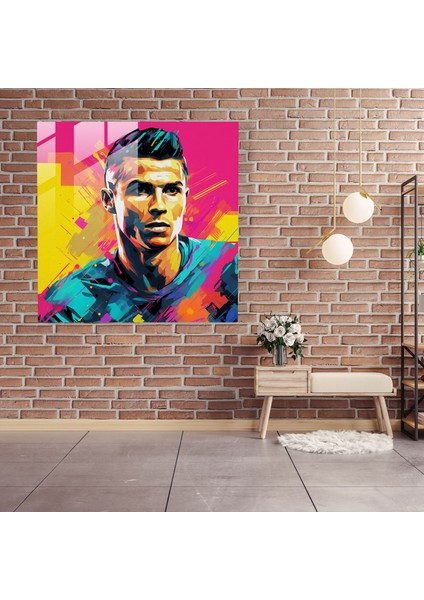 Cam Baskı - Pop Art Ronaldo - Cristiano Ronaldo, Cristiano Ronaldo, Çizgi Roman Tarzı, Cesur Renkler, 30X30 modelleri