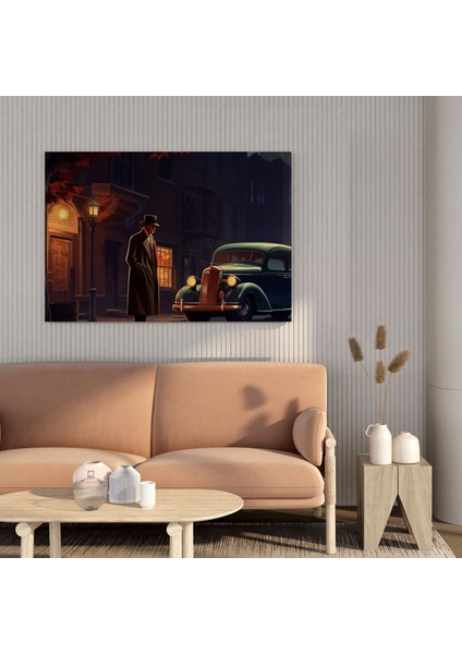 Pulp Fiction Kanvas Tablo - Sokakta Retro Dedektif - Pulp Fiction, Kanvas Tablo, Duvar Süslemesi, Fötr Şapka, 30X30 modelleri