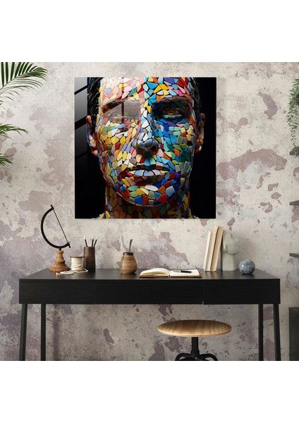 Cam Baskı - Renkli Mozaik Portre - Portre, Duvar Süslemesi, Cam Baskı, Karmaşık Aranjman, 30X30 fiyatları