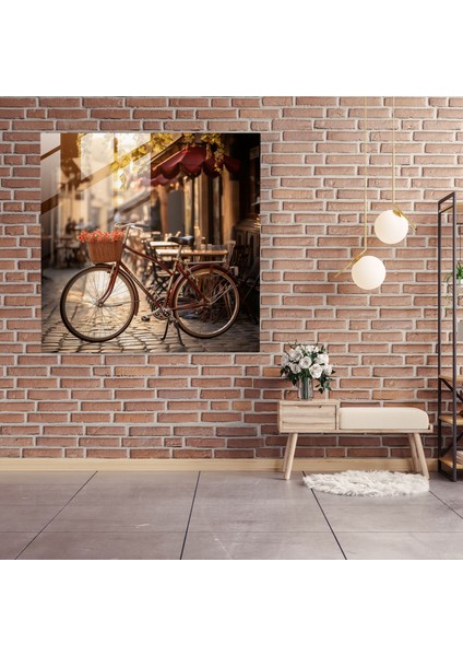 Retro Şehir Bisikleti Cam Baskı - Retro, Büyüleyici Şehir, Modern Sanat, Retro Bisiklet, 30X30
