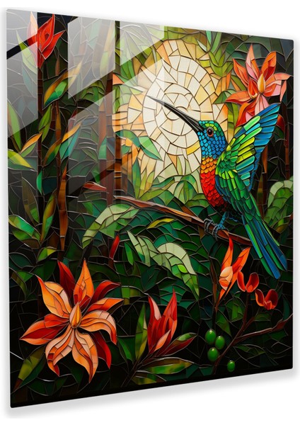 Tropikal Mozaik Cam Baskı - Sinek Kuşu, Cam Baskı, Tropikal, Sinek Kuşu, 30X30