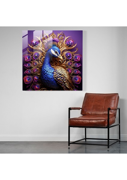 Regal Mor Tavuskuşu Cam Baskı - Mor, Regal, Zarif, Cam Duvar Tablosu, 30X30 fiyatları
