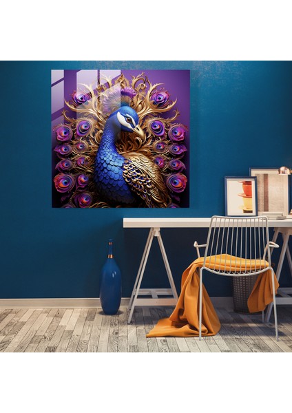 Regal Mor Tavuskuşu Cam Baskı - Mor, Regal, Zarif, Cam Duvar Tablosu, 30X30 modelleri