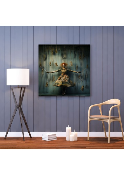 Marionette Duvar Sanatı - Kukla, Kukla, Ipli Kukla, Kanvas Tablo, 30X30