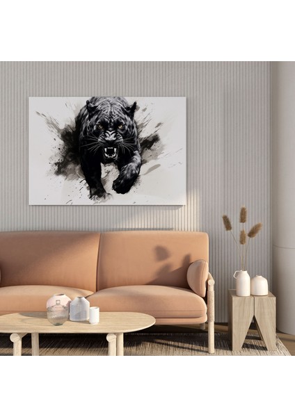 Kara Panter Duvar Sanatı - Minimalist Siyah Beyaz Eskiz - Kara Panter, Kara Panter, Duvar Sanatı, Eskiz, 30X30