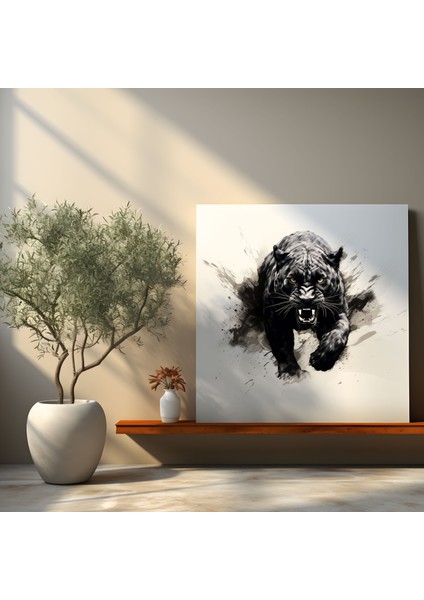 Kara Panter Duvar Sanatı - Minimalist Siyah Beyaz Eskiz - Kara Panter, Kara Panter, Duvar Sanatı, Eskiz, 30X30
