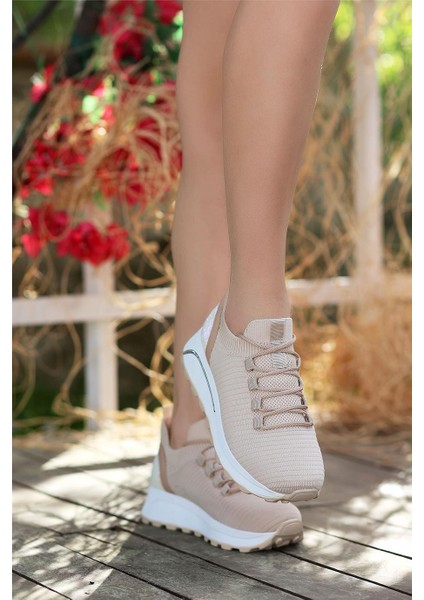 Bağcıklı Kadın Spor Sneaker-Bej fiyatları
