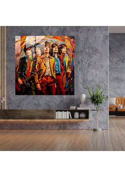 Rolling Stones Cam Baskı - Rolling Stones, Cam Baskı, Ev Dekorasyonu, Vitray Mozaik, 30X30 fiyatları