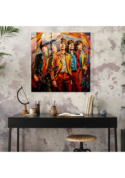 Rolling Stones Cam Baskı - Rolling Stones, Cam Baskı, Ev Dekorasyonu, Vitray Mozaik, 30X30 modelleri