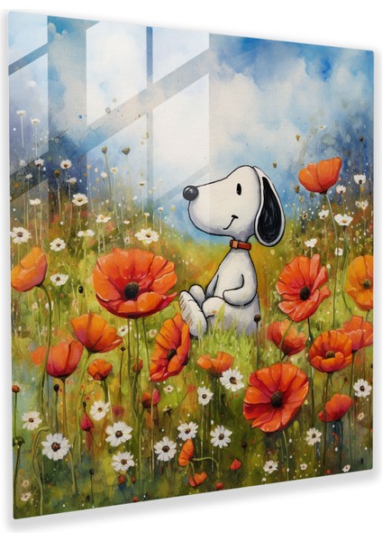 Suluboya Snoopy Cam Baskı - Snoopy, Duvar Dekorasyonu, Tuhaf, Ev Dekorasyonu, 30X30