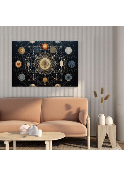 Kutsal Geometri Kanvas Tablo - Manevi, Kozmik Bilgelik, Karmaşık Uyum Kanvas Tablo, 30X30 modelleri