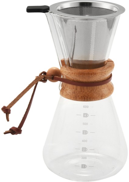 Kahve Makinesinin Üzerine Dökün, 20 Oz Borosilikat Cam Sürahi ve Yeniden Kullanılabilir Paslanmaz Çelik Kalıcı Filtre Gerçek Ahşap Kılıflı Manuel Damlatıcı Bira Makinesi (Yurt Dışından)