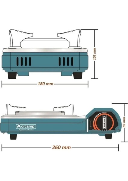 Pro Portatif Seramik Kamp Ocak ve 1 Adet 227 gr Gaz Kartuş Seti fırsatları