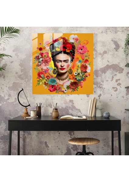 Frida'nın Bilgeliği Cam Baskı - Frida Kahlo, Çiçek Motifleri, Cam Sanatı, Duvar Dekorasyonu, 30X30 fiyatları