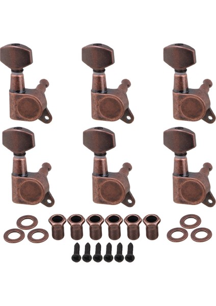 6x Sağ Elektro Gitar Kapalı Akort Burguları Makina Başları Bronz (Yurt Dışından)