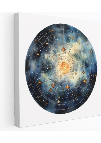 Detaylı Yıldız Haritası Duvar Dekorasyonu - Yıldız Haritası, Gerçekçi Suluboya Resim, Detaylı Yıldız Haritası, Karmaşık Detaylar, 30X30