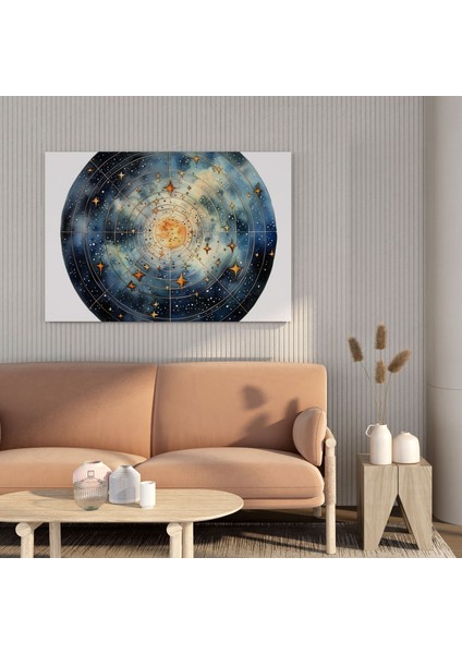 Detaylı Yıldız Haritası Duvar Dekorasyonu - Yıldız Haritası, Gerçekçi Suluboya Resim, Detaylı Yıldız Haritası, Karmaşık Detaylar, 30X30 modelleri